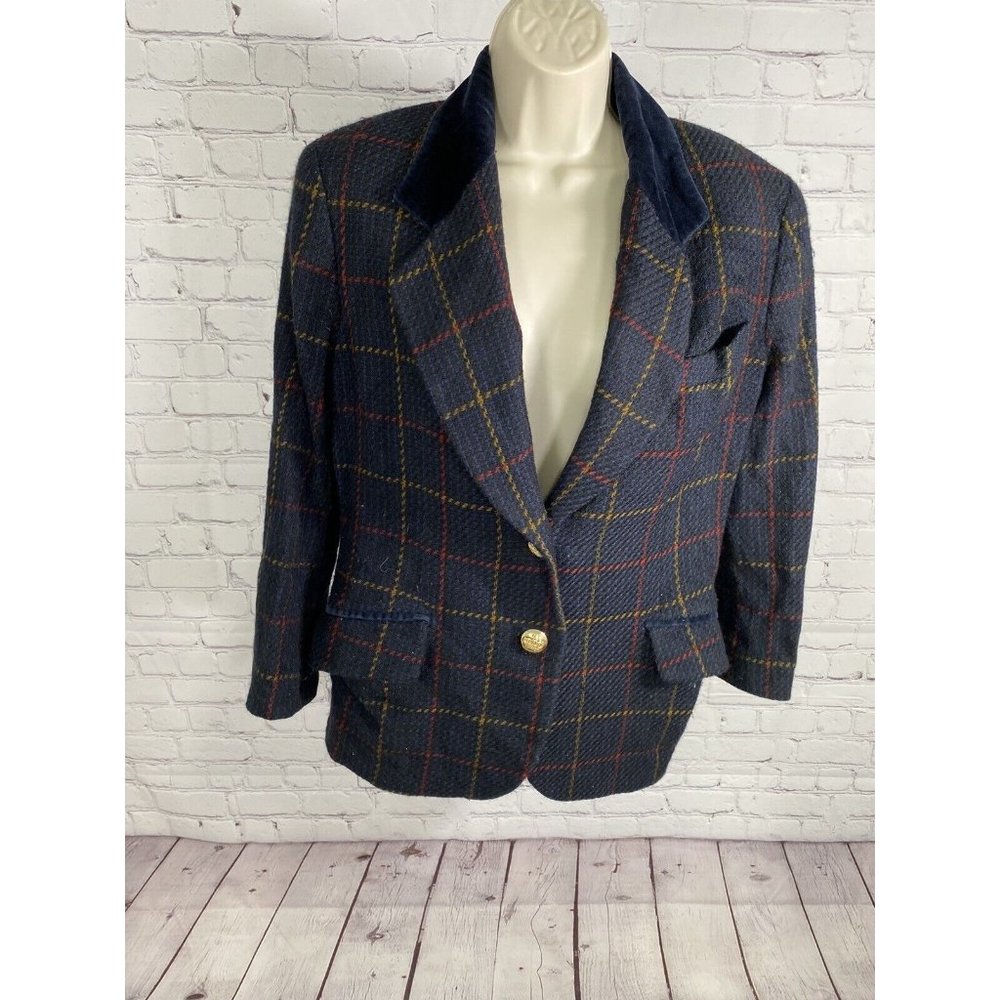 VTG I. 1981 Made In Italy Multicolored 100% Wool Gold 2 Button Blazer Women’s M